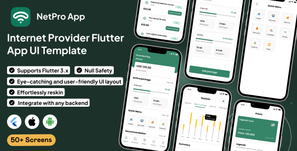 NetPro UI Template | Web Service Supplier App | Flutter | Information Portal App | Community App