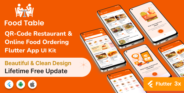 Meals Desk-QR Code Restaurant &  On-line Meals Ordering  Flutter App UI Equipment