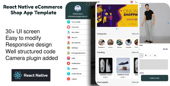 React Native eCommerce Retailer App Template