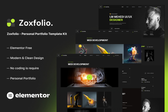 Zoxfolio – Personal Portfolio Elementor Template Equipment