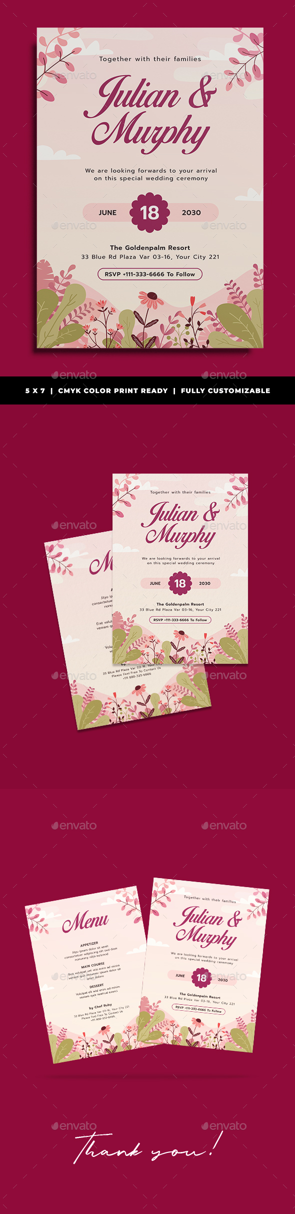 Edensland Wedding ceremony Invitation Template