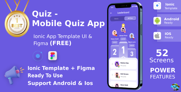 Quiz | ANDROID + IOS + FIGMA (FREE) | UI Tools | Ionic | On-line  Quiz Sport