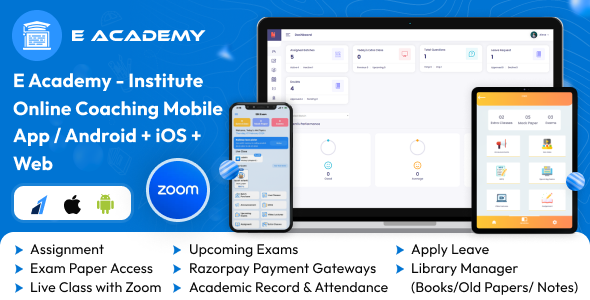 E-Academy – Institute On-line Teaching Cell app / Android + IOS + Web