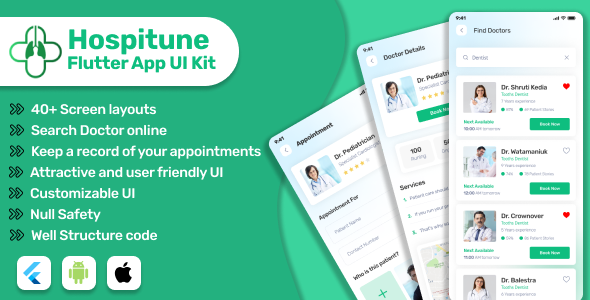 Hospitune : Physician Appointment System – Flutter iOS/Android App Template