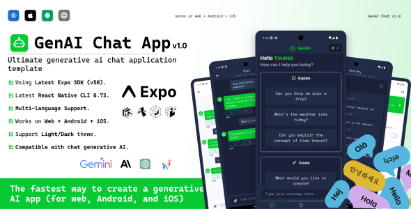 GenAI Chat v1.0 (Expo v50 -most trendy) | Remaining generative AI Chat software program Template