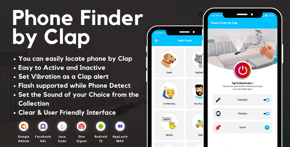 Cell phone Finder by Clap with AdMob Adverts Android