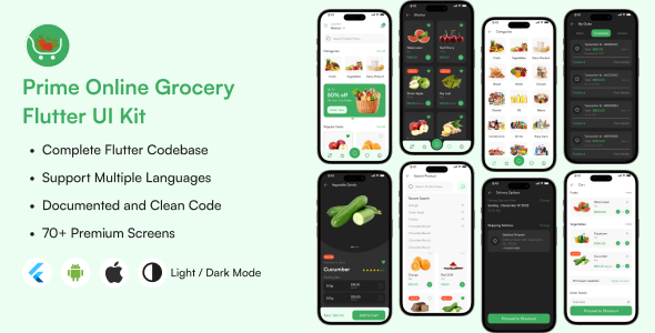 Prime On-line Grocery Flutter App UI Tools