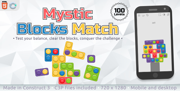 Mystic Blocks Match (100 Ranges) – HTML5 Puzzle recreation