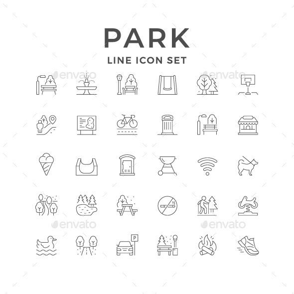 Space Line Icons of Park