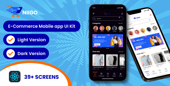 Niigo | Apparel Retailer Cell App React Native Template
