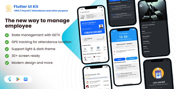 Flutter UI Gear for HRIS, Payroll, Attendance or different purpose