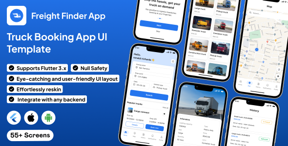 TruckerZone UI template | On-line Truckload Reserving App in Flutter | FreightFlow App Template