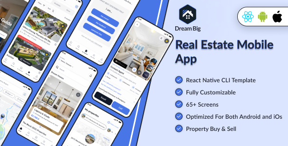 DreamBig – Area Clone Exact Property App For Property Purchaser & Vendor | React Native CLI template