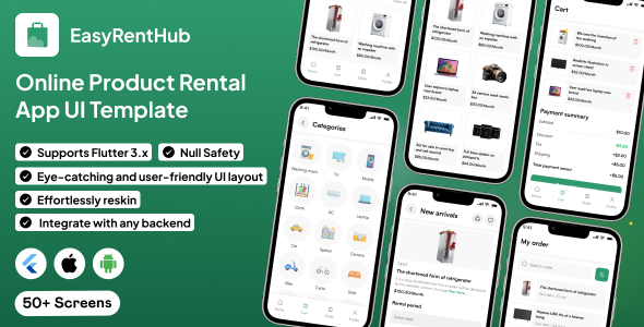 EasyRentHub UI template | On-line Product Rental App in Flutter | Rent Out & Rent In App Template