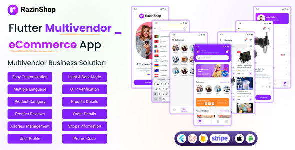 RazinShop – Full Multivendor eCommerce Cell App with Admin Panel