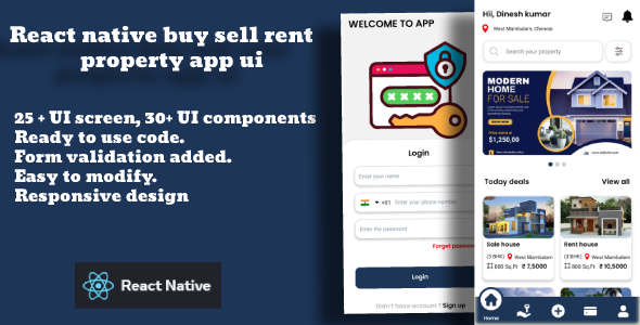 Property app – React Native UI Package for True Property Determine, Promote, and Lease