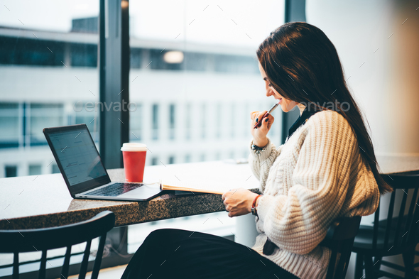 Businesswoman working in normal co-working.