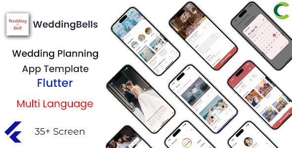 Wedding ceremony Planning App Template in Flutter | Multi Language | WeddingBells