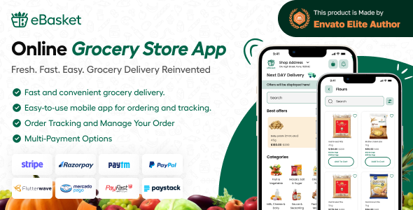 eBasket – Single Vendor Grocery Delivery Flutter app with Laravel Admin Panel + Delivery app