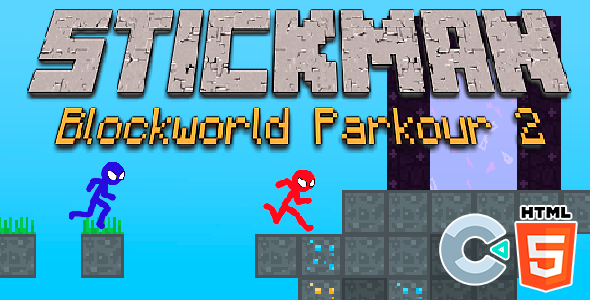 Stickman Blockworld Parkour 2 – HTML5 Sport – Kind 3