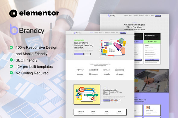 Brandcy – Branding & Digital Promoting and advertising and advertising Firm Elementor Template Package