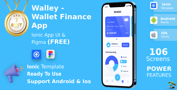 Pockets Finance App | UI Tools | Ionic | Figma FREE | Walley