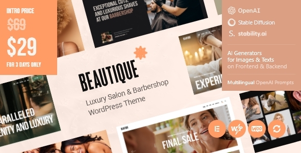 Beautique — Luxurious Salon & Barbershop WordPress Theme