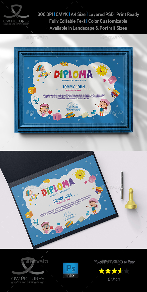 Younger of us Diploma Certificates Template