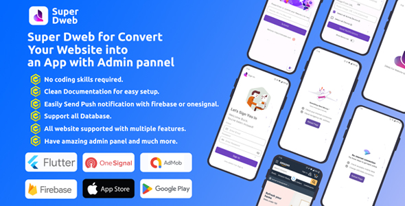 Large Dweb for Internet to App Convertor Flutter + Admin Panel