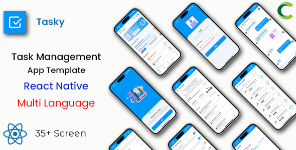 Exercise Administration & Organizer App Template in React Native | Multi Language | Tasky