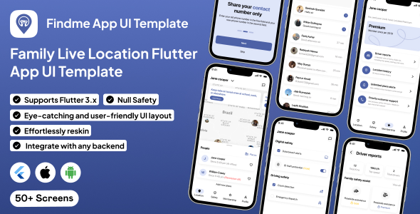 Findme UI template | Household Location Tracker App in Flutter | Navigation Assistant App Template