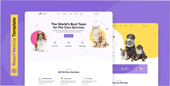 Petopia – Pet Care Supplier React NextJs Template