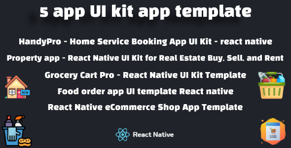 React native 5 app UI bundle – mega app bundle – 5 app template