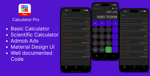 Calculator Professional | Complete and Scientific Calculator Flutter App with Google Adverts