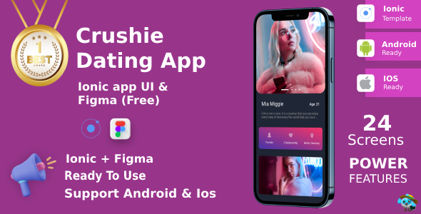 Relationship App ANDROID + IOS + Figma (Free) | Ionic | UI Bundle | Crushie