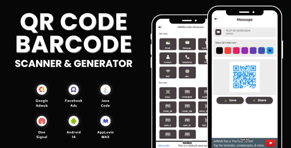 QR Code Barcode Scanner Generator with AdMob Adverts Android