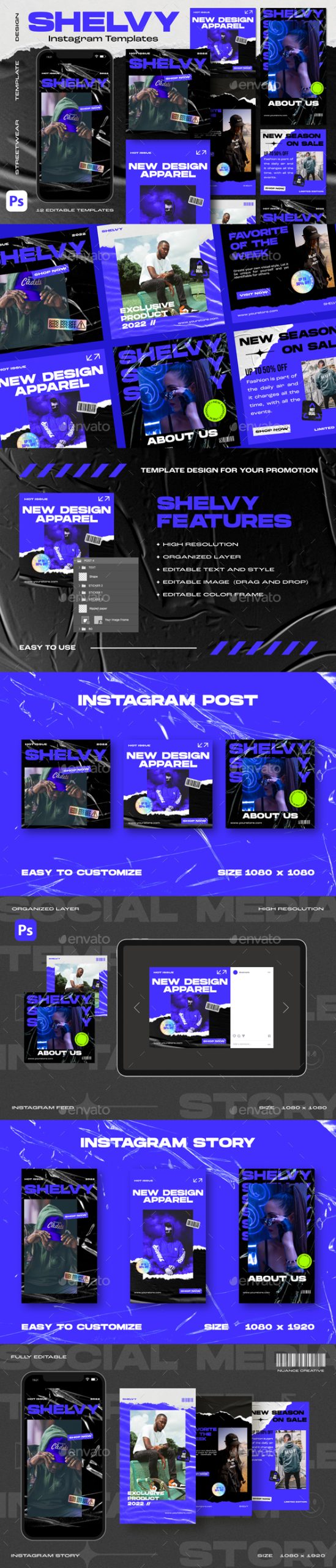 Shelvy Streetwear Instagram Template Manufacture