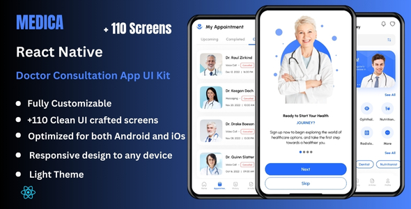 Medica – Physician Appointment & Session React Native Expo App Ui Tools