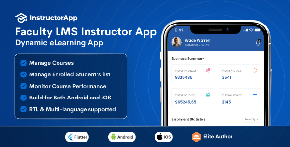 School LMS Teacher App – eLearning Administration Machine Flutter App