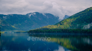 Araksfjorden lake in Norway at daybreak