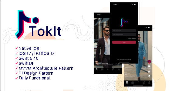 TokIt – Brief Video Sharing App, Plump App, TikTok Clone, Social Media, iOS, SwiftUI, Swift