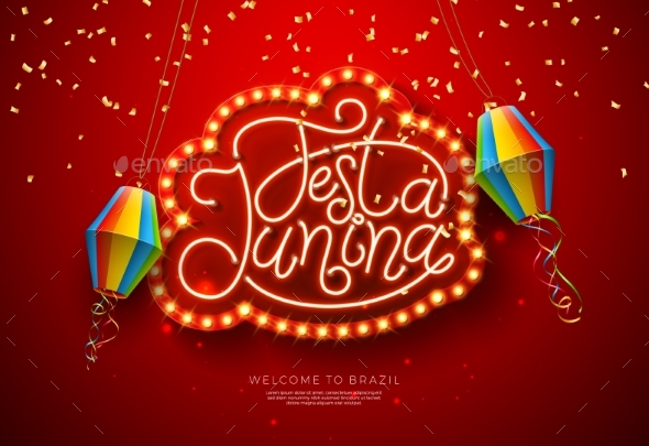 Festa Junina Illustration with Paper Lantern