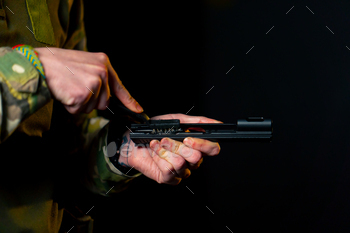 conclude up in a official capturing range official fighter elements cleans pistol introductory