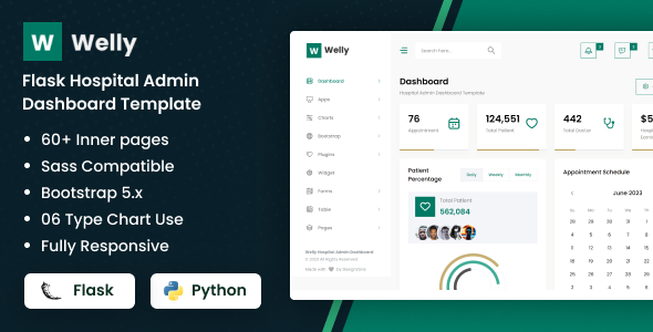 Welly – Flask Sanatorium Admin Dashboard Bootstrap Template