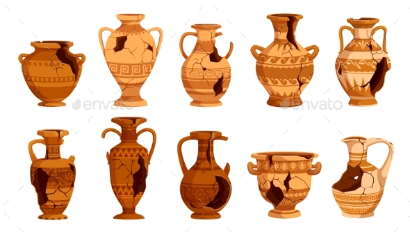 Historic Damaged Pottery and Aged Ceramic Pots Assign