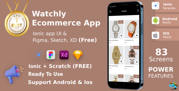 Watchly | ANDROID + IOS + FIGMA | UI Package | Ionic | Ecommerce Look APP