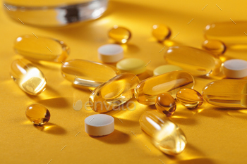 Diversified Oil crammed yellow softgels capsules and tablets