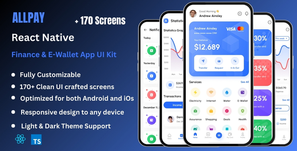 AllPay – Finance, Banking, & E-Pockets React Native CLI Ui Package