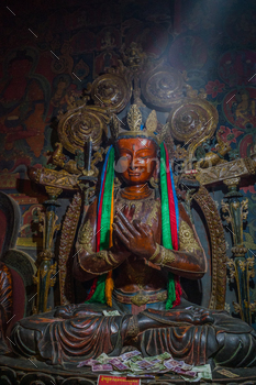 Buddha statue at Kumbum Stupa in Gyantse County, Tibet, China