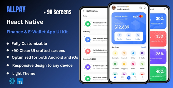 AllPay – Finance, Banking, & E-Pockets React Native App CLI Ui Gear